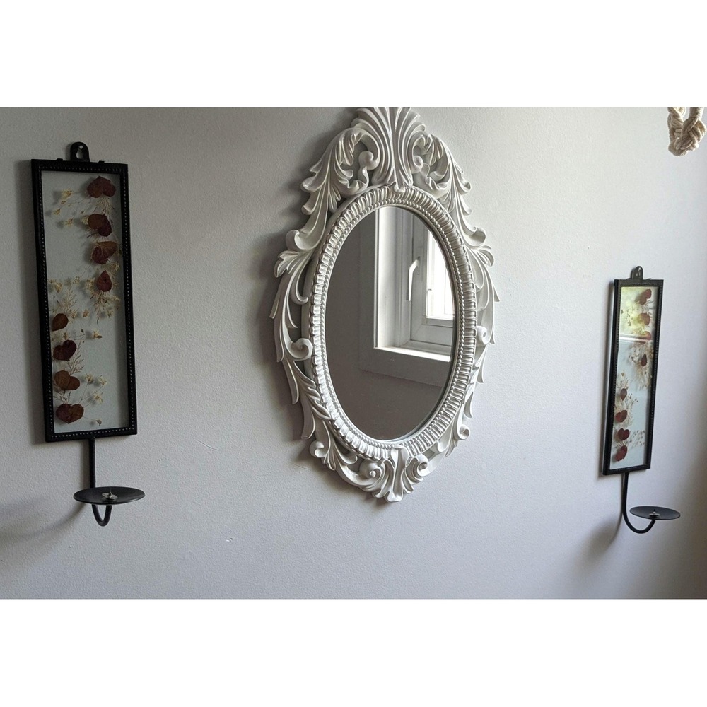 Set of 2 Pressed Flower Wall Sconces Black Metal Candle Holders 14x3.5 Botanical